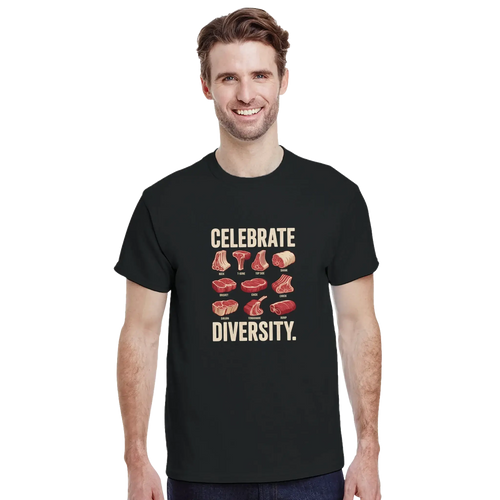 Celebrate Diversity BBQ Graphic T-Shirt - Heavyweight Cotton Grill Master Tee