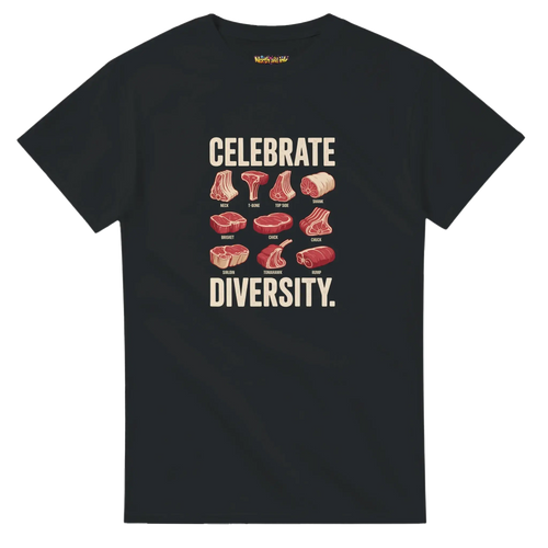 Celebrate Diversity BBQ Graphic T-Shirt - Heavyweight Cotton Grill Master Tee